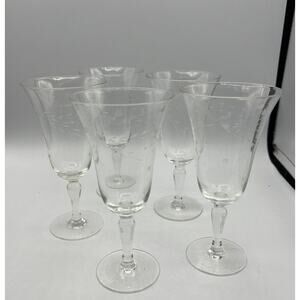 Glassware Radio Brand 5 Stemmed Wine or Water Crystal Thin Vintage 6" Inches